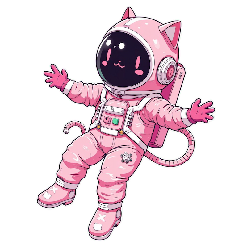 A floating astronaut in a space suit
